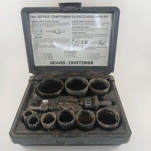 Sears Craftsman 13 Piece High Speed Hole Saw Kit #25763 In Case 93062